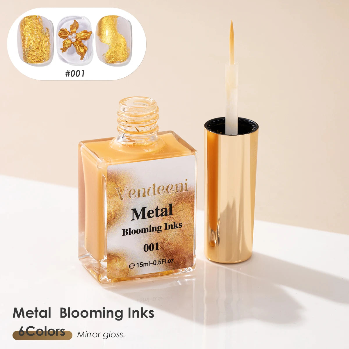 Metallic Marble Ink Blooming Gel for Nail Art, 15 ml, 6 Colors - image 7