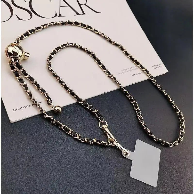 Adjustable Gold Metal Ball Chain Lanyard Crossbody Strap Accessory for Mobile Phone Case