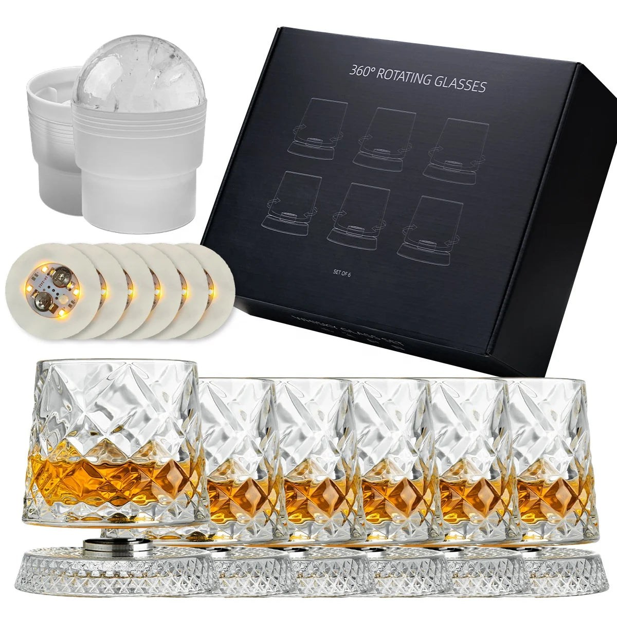 Melon-Shaped Crystal Whiskey Glass on Spinning Base, Gift Packaged - image 5