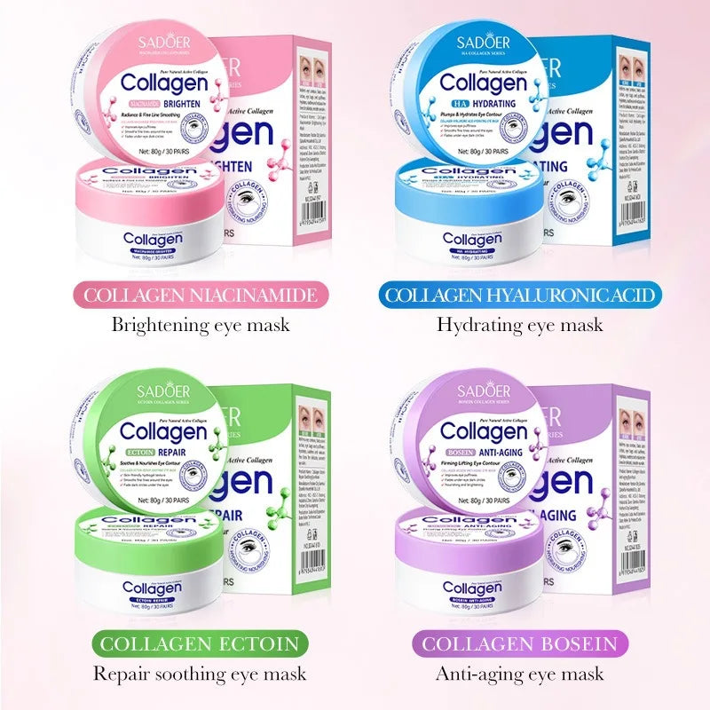 Collagen Niacinamide Brightening Eye Mask 30 Pairs Fade Dark Circles Anti-Wrinkle
