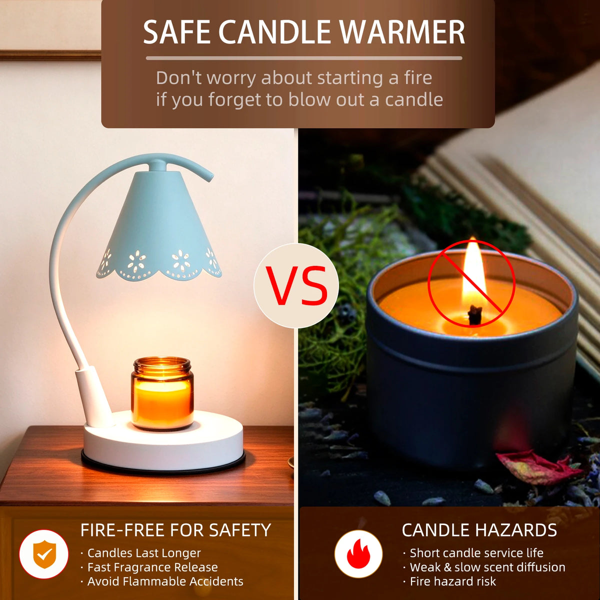 Metal Candle Wax Warmer Lamp with Timer for Jar Candles and Melts - image 6