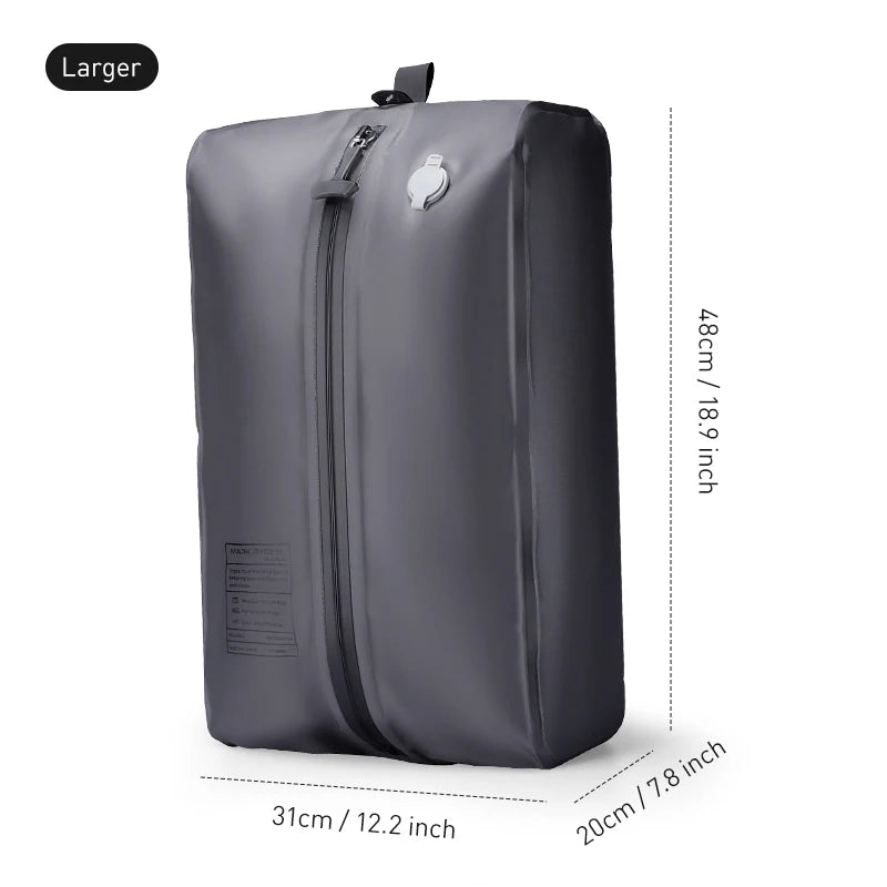 Vacuum Compression Travel Backpack, Grey Oxford Fabric, Small or Large