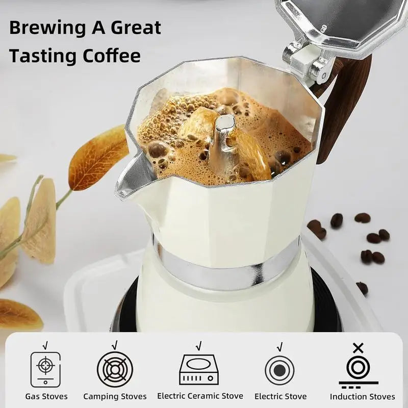 3-Cup Round Aluminum Stovetop Moka Pot for Home and Camping, 300 ml - image 5