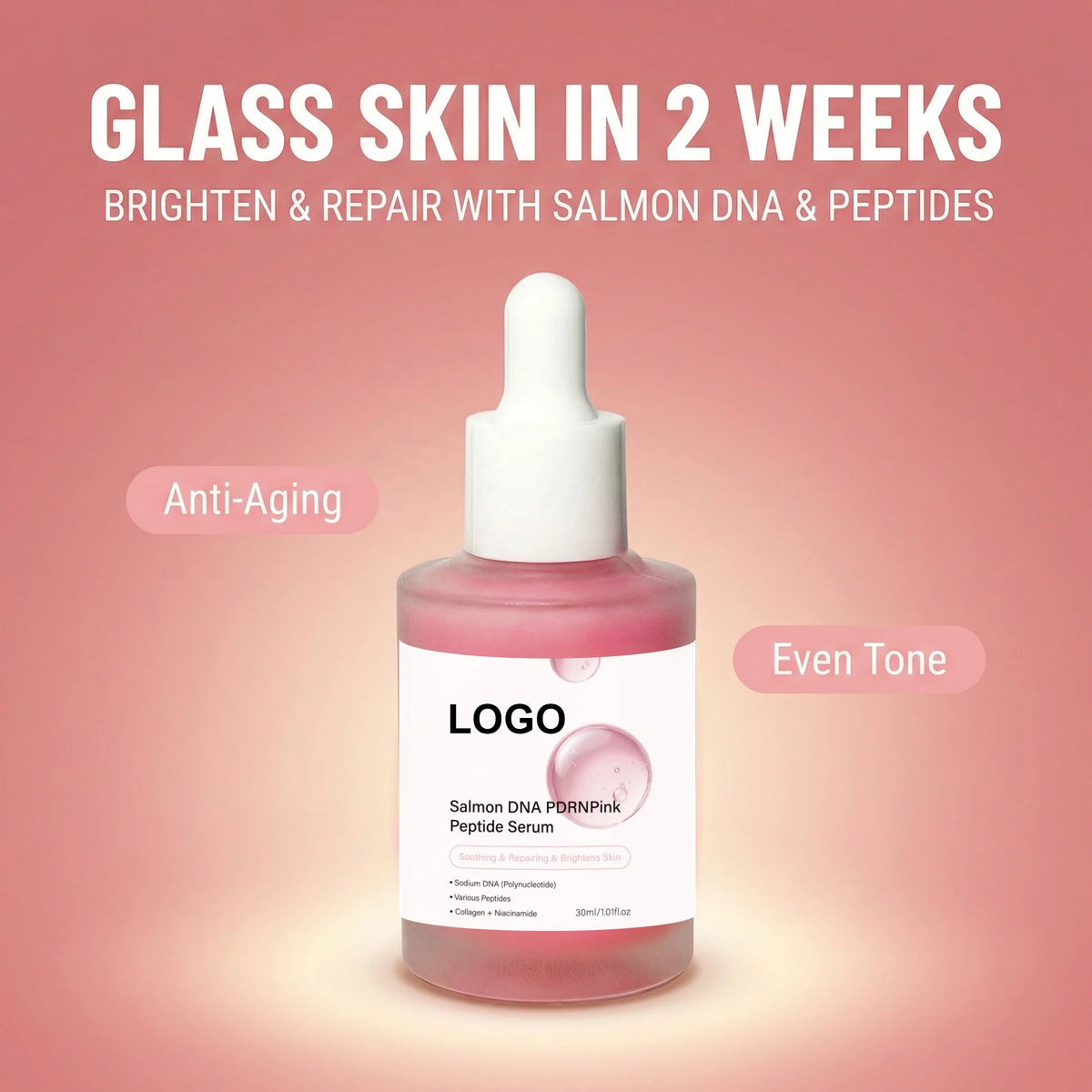 PDRN Serum Advanced Peptide Serum for Firming and Wrinkle Care Professional Face Recovery
