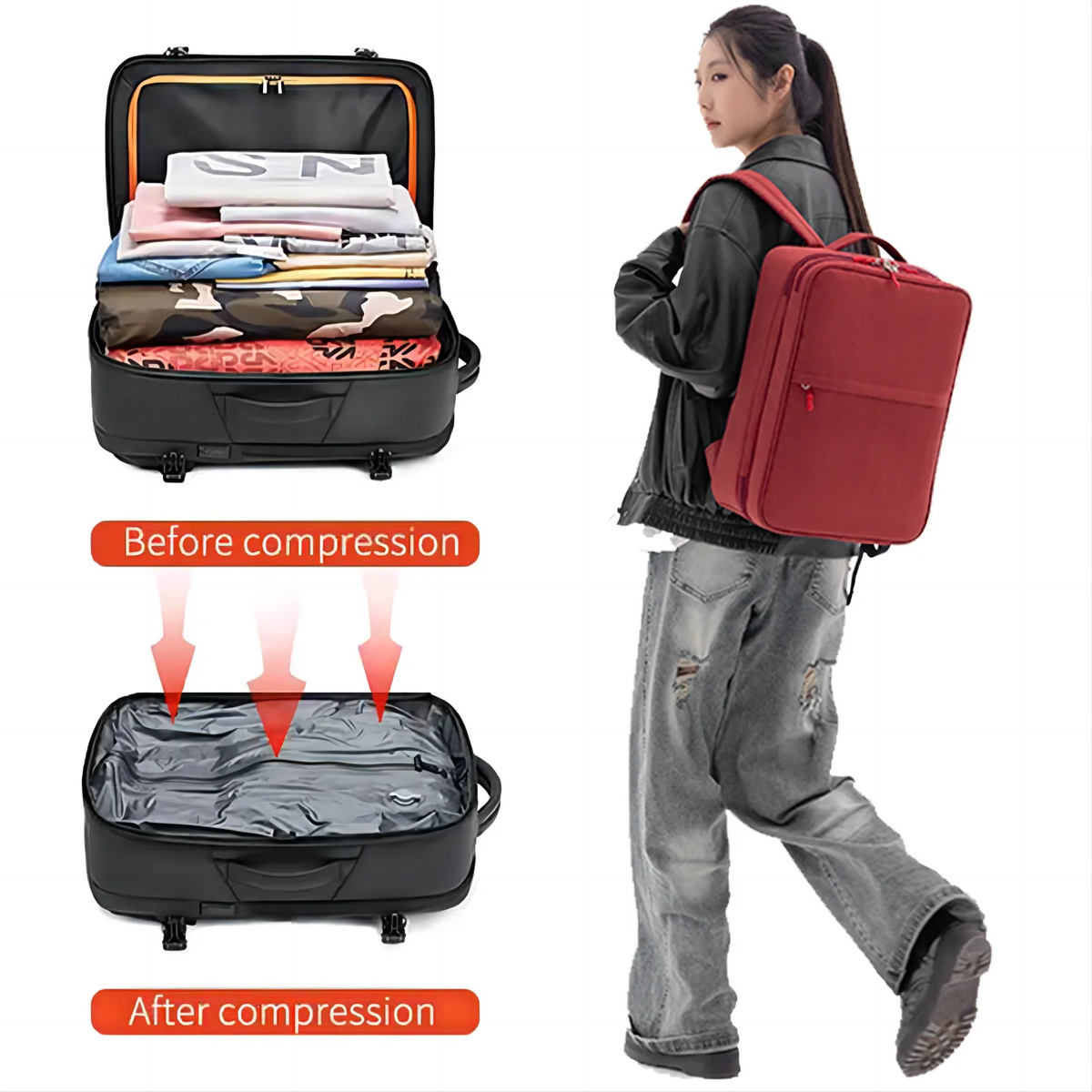 Airtight Nylon Compression Bag for 20-Inch Luggage, Gray - image 3