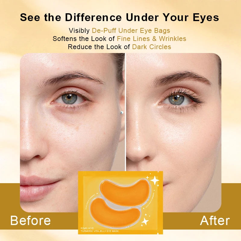 Brightening Eye Patches Breathable Vitamin C Under Eye Patches Orange-Yellow Color Jelly