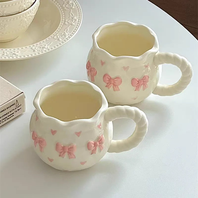 Handmade Ceramic Bow Mug with Irregular Shape, 350 ml - image 3