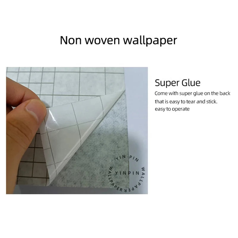Cyan Print Self-adhesive Wallpaper Rolls Non-woven for Bedroom Decorate