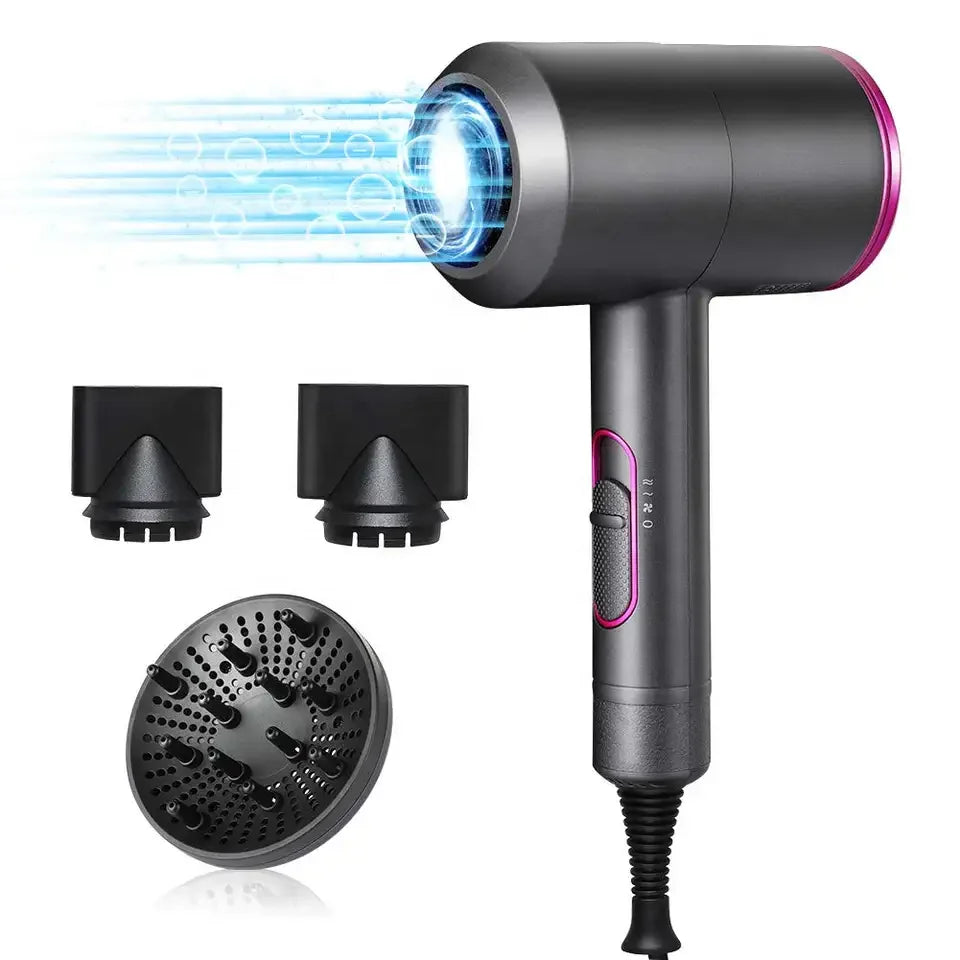 2000W Ionic Hair Dryer with 2 Nozzles and Diffuser, US Plug - image 6