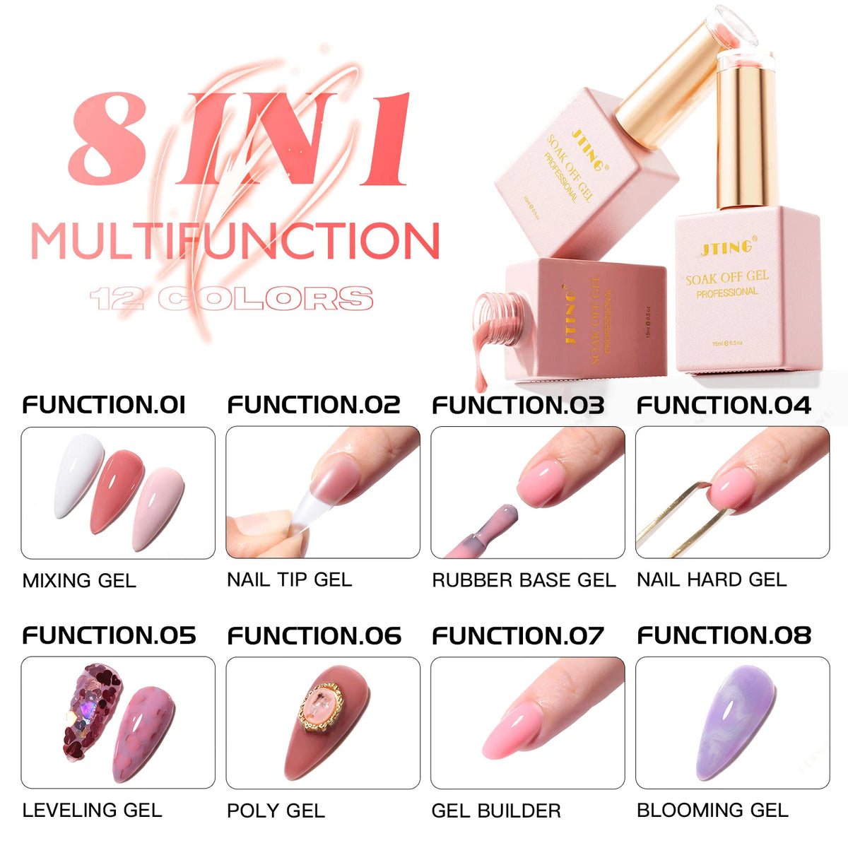 8-in-1 Multifunction Blooming Gel Nail Polish, 15 ml, 12 Shades - image 3