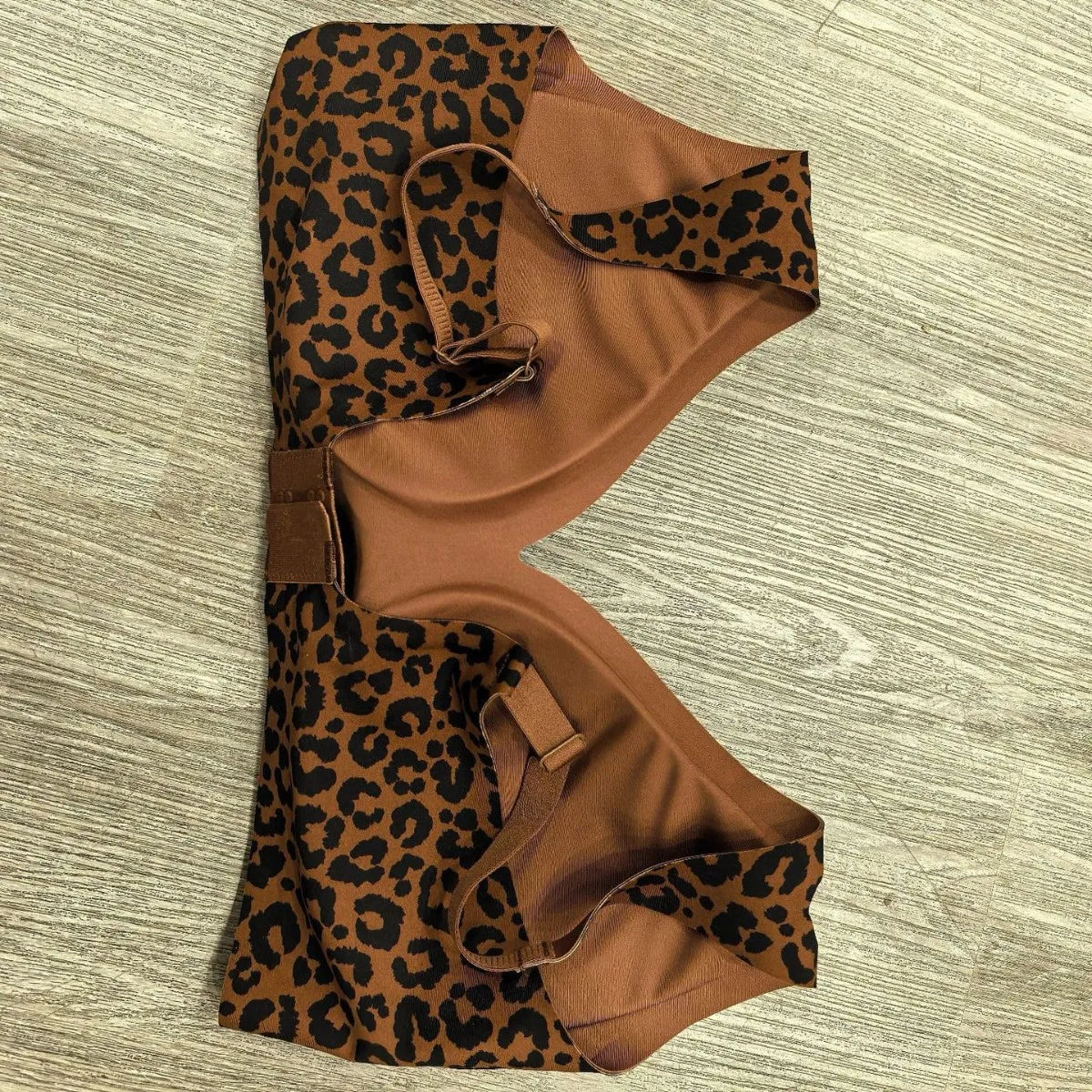 Leopard Print Bonded Jelly Bra with V-Neck and Padded Cups, S–3XL - image 5
