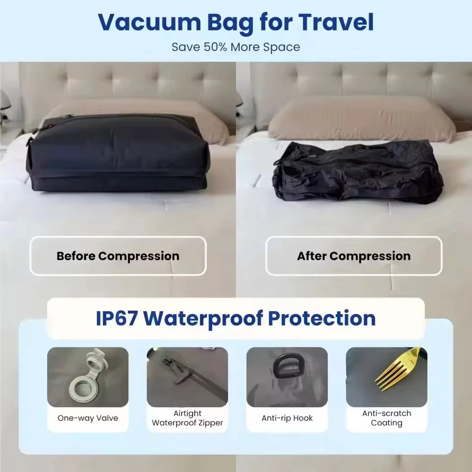 Folding Hanging Compression Sack for Camping and Travel, Black - image 6