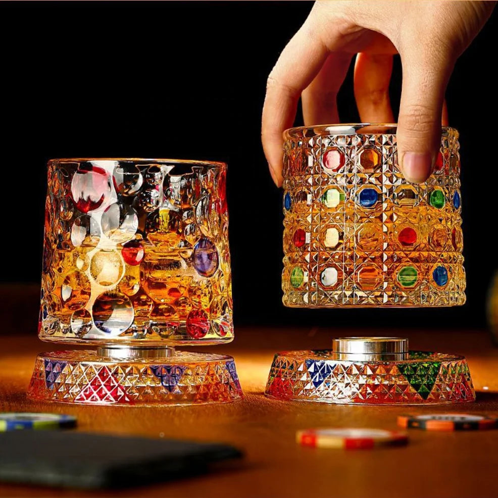 All-Over Hand-Painted Spinning Crystal Tumbler for Home Bar - image 5