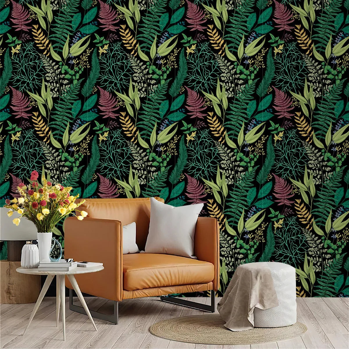 Wild Leaf Pattern Self-Adhesive PVC Wall Sticker, Waterproof - image 7