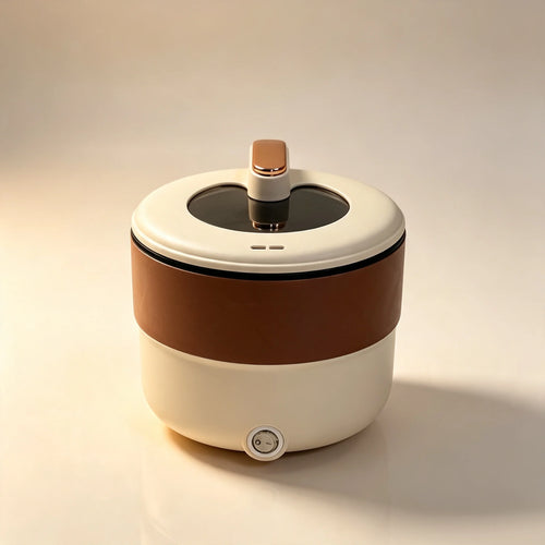 Portable Mini Rice Cooker Cream Color Smart Digital Control Nonstick Liner Stainless