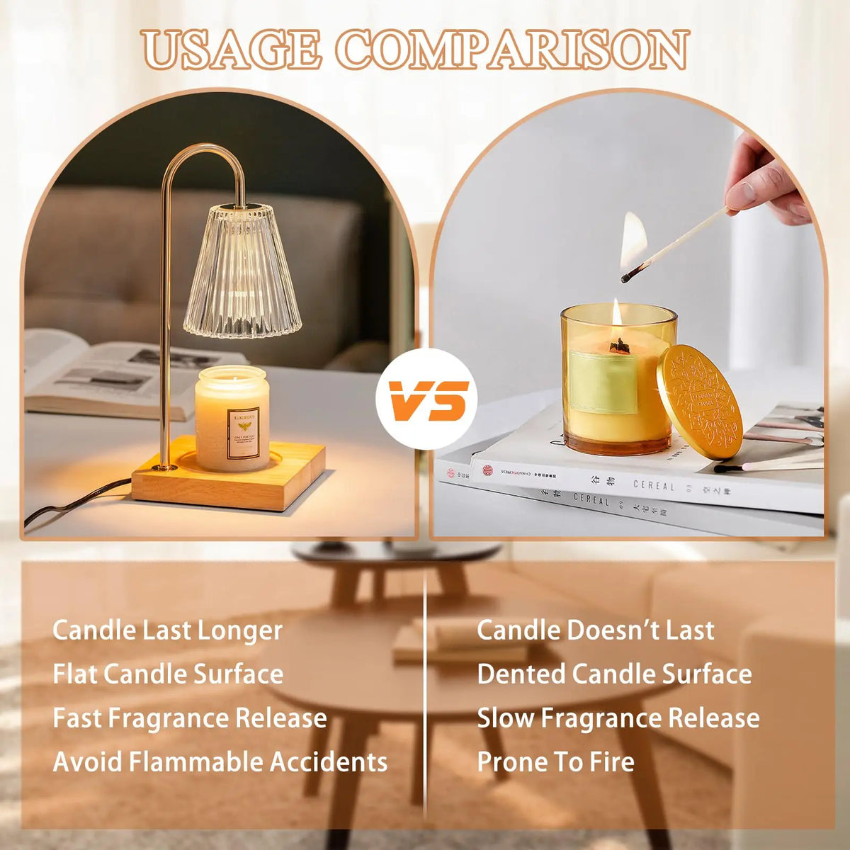 Gold Metal Candle Warmer Table Lamp for Jar Candles, US Plug - image 4