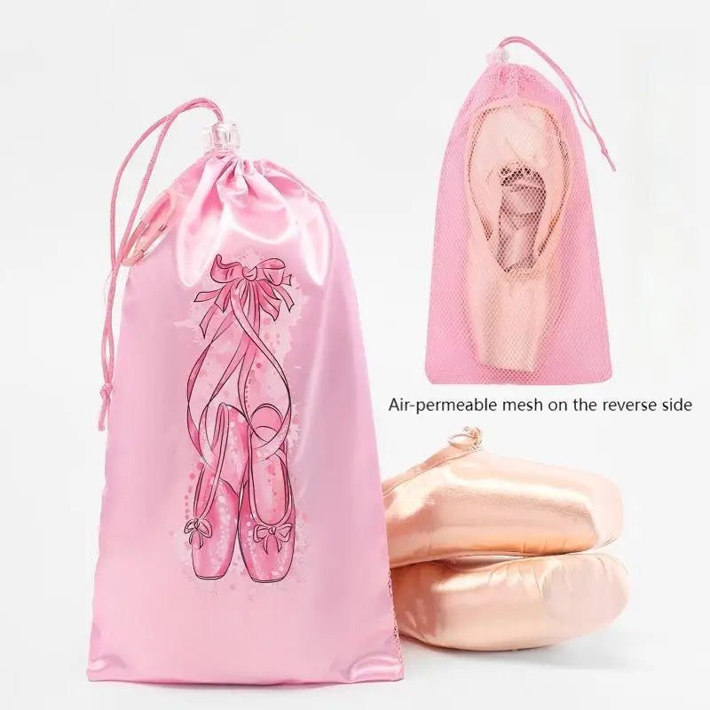 Pink Drawstring Ballet Shoe Bag for Dance Shoes, 30 x 16 cm - image 2
