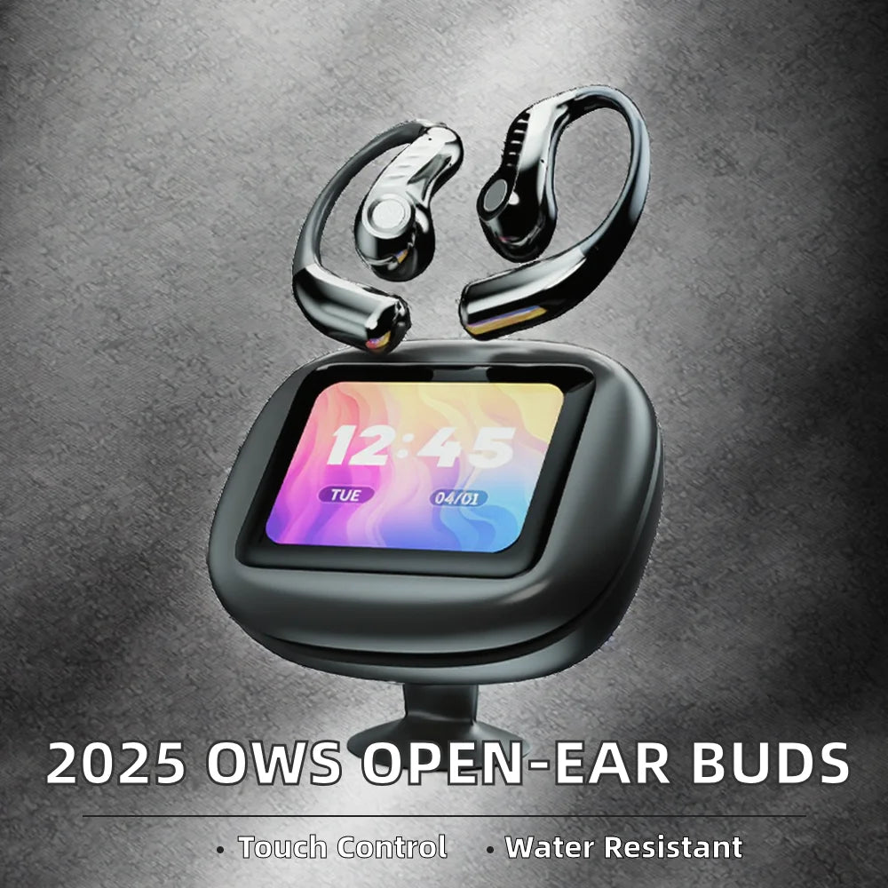 Open-Ear Hook Earbuds with LCD Touch Screen, 20+ Hour Battery, IPX4 - image 2