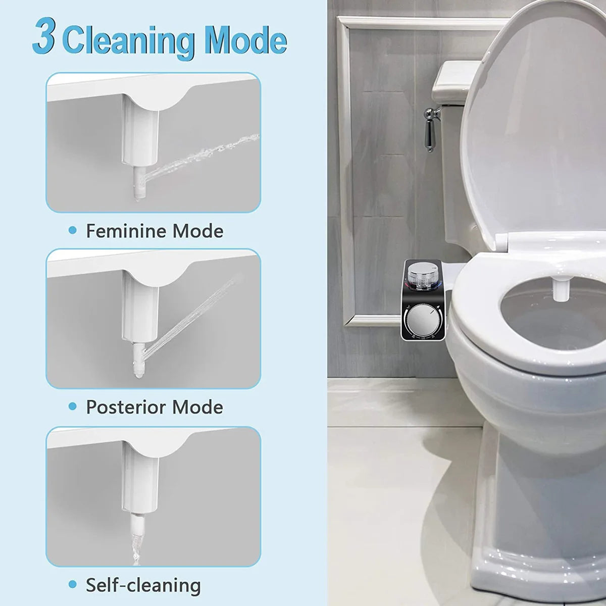Cordless Bidet Toilet Seat with Dual Hot and Cold Spray, White ABS - image 4