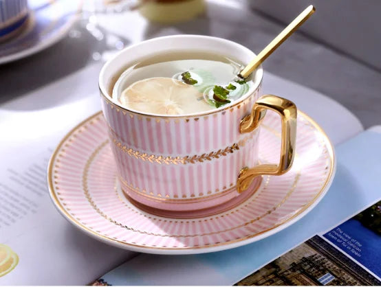 Gold Rim European Ceramic Coffee Cup and Saucer, 200 ml, Gift Box - image 9