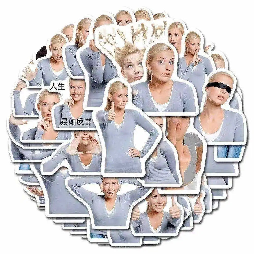 Blonde Meme Stickers for Laptops and Phone Cases, 56 Pcs - image 5