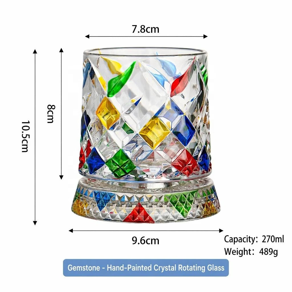 All-Over Hand-Painted Spinning Crystal Tumbler for Home Bar - image 2