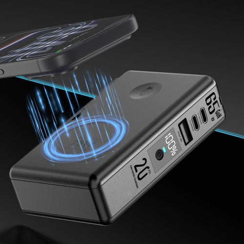 65W 6 In1 Laptop Worldwide AC Plug Power Bank 20000mAh Q2 Magnetic Wireless External