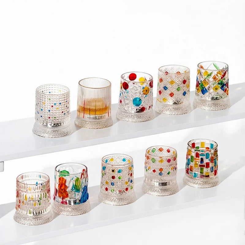 Hand-Painted Crystal Whiskey Glass with Rotatable Base, 10 Styles - image 3