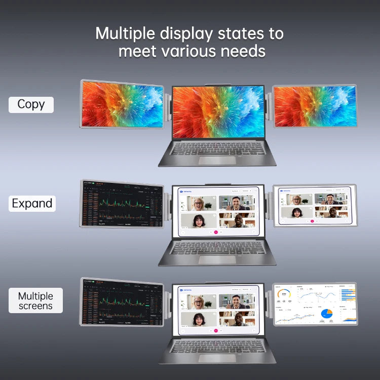 Dual 14" 1080p Laptop Screen Extender with Kickstand, 100% sRGB - image 6