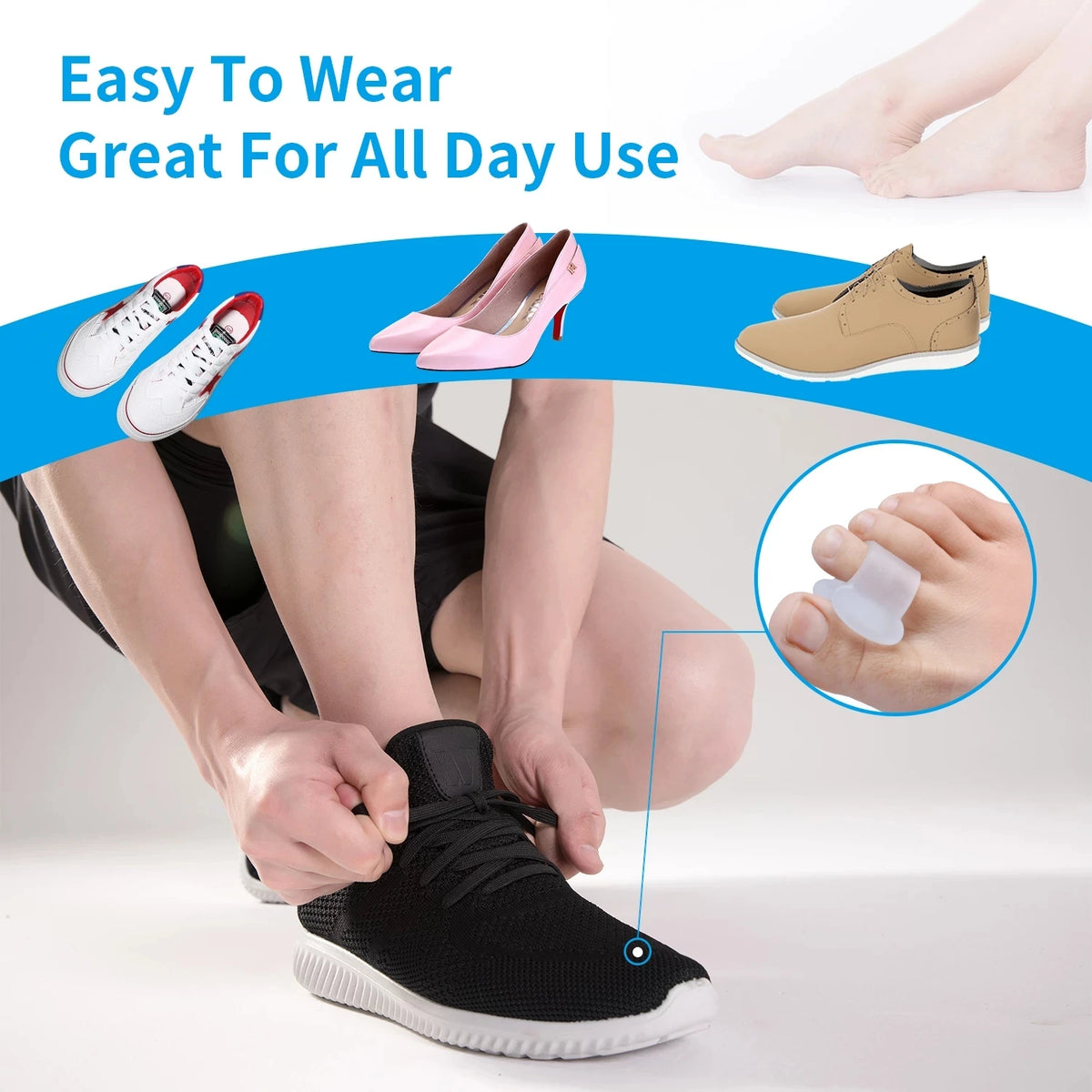 Sumifun Soft Silicone Toe Separator Hallux Valgus Bunion Spacers Overlapping Toes