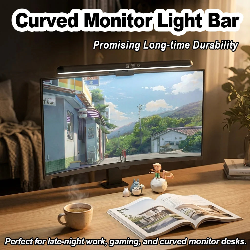 Dimmable Color Changing Curved Monitor Light Bar Clip on Lamp with Stepless Dimming