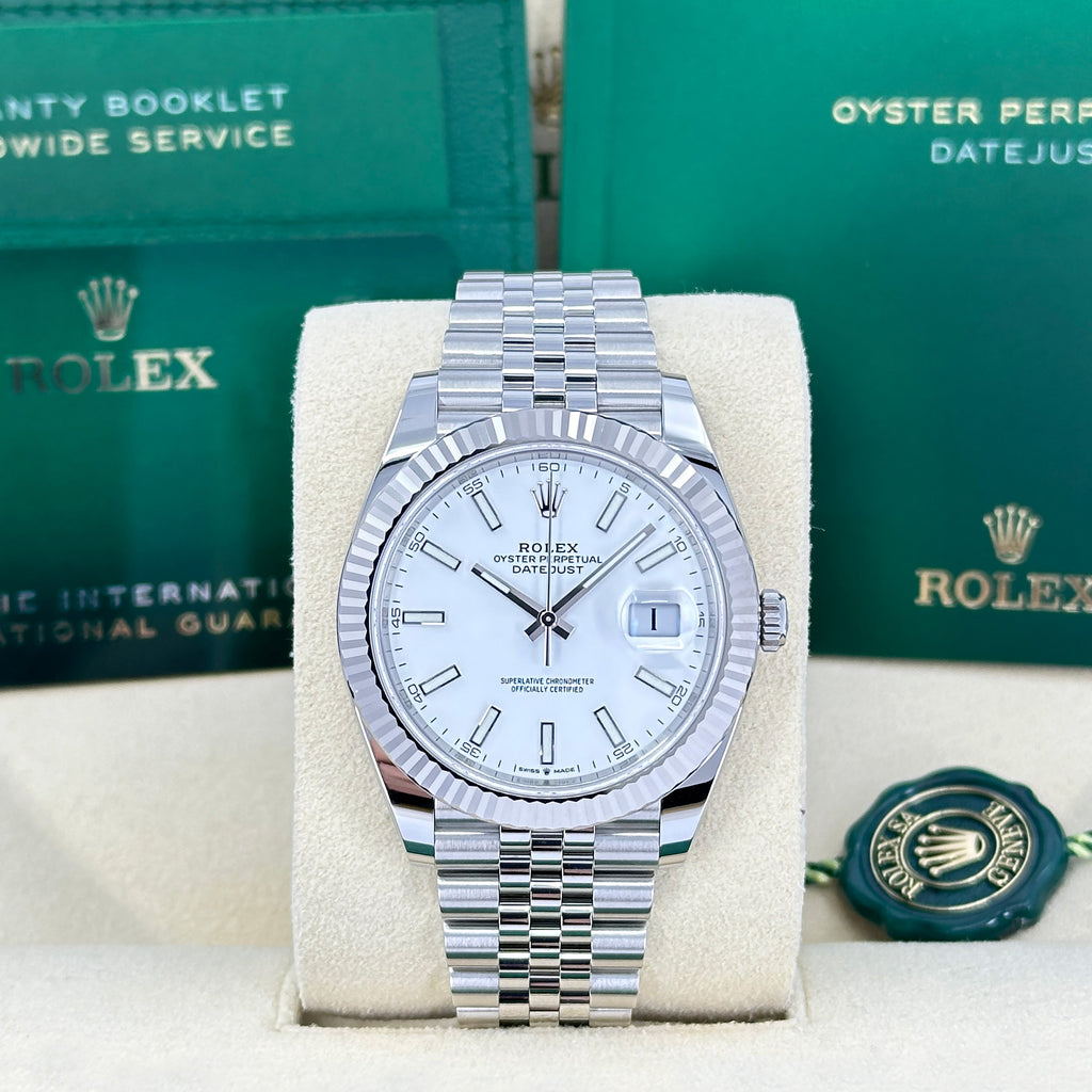 Datejust 41 Oystersteel and 18K White Gold 41 mm White Dial, Ref# 126334-0010