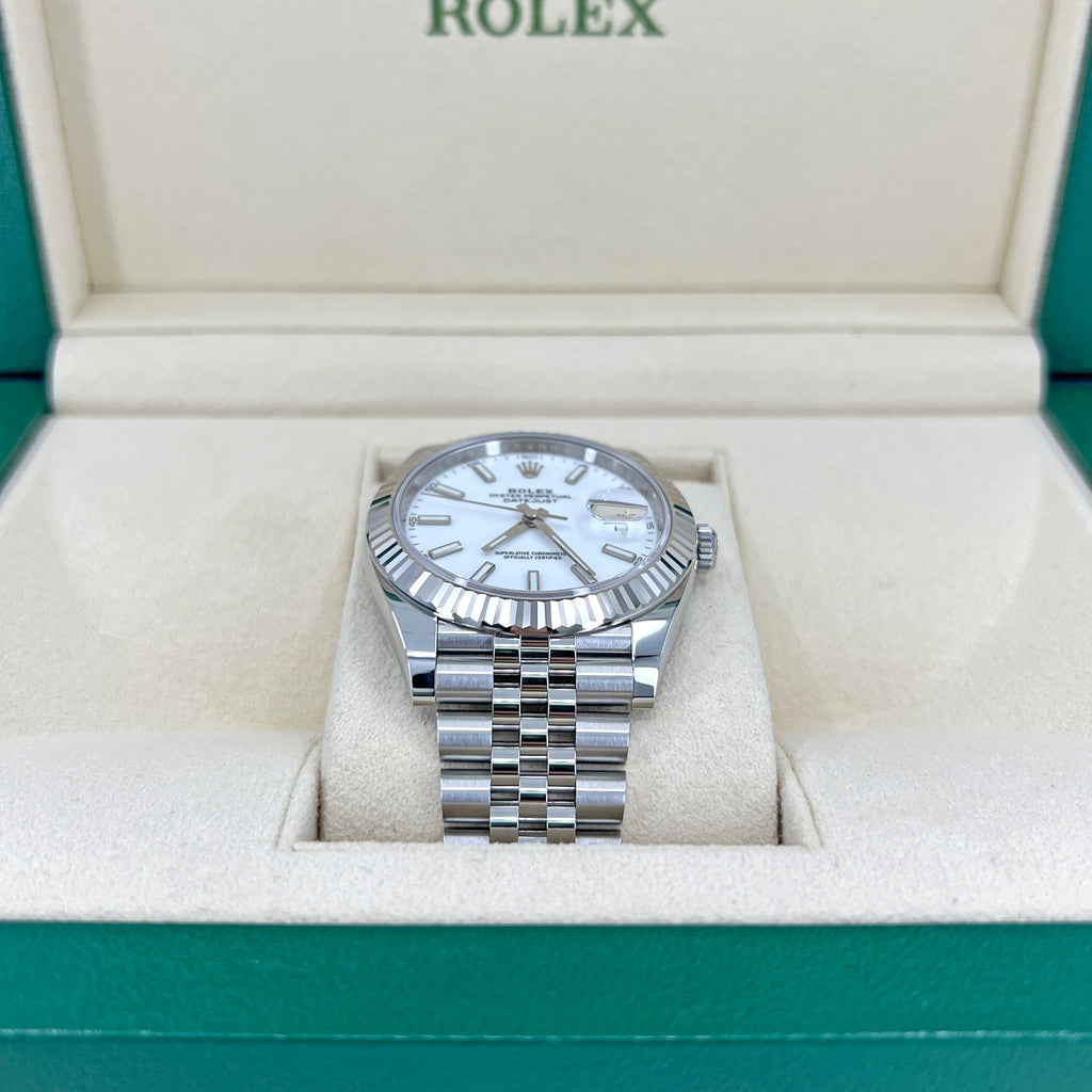 Datejust 41 Oystersteel and 18K White Gold 41 mm White Dial, Ref# 126334-0010