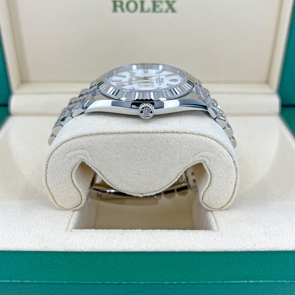 Datejust 41 Oystersteel and 18K White Gold 41 mm White Dial, Ref# 126334-0010