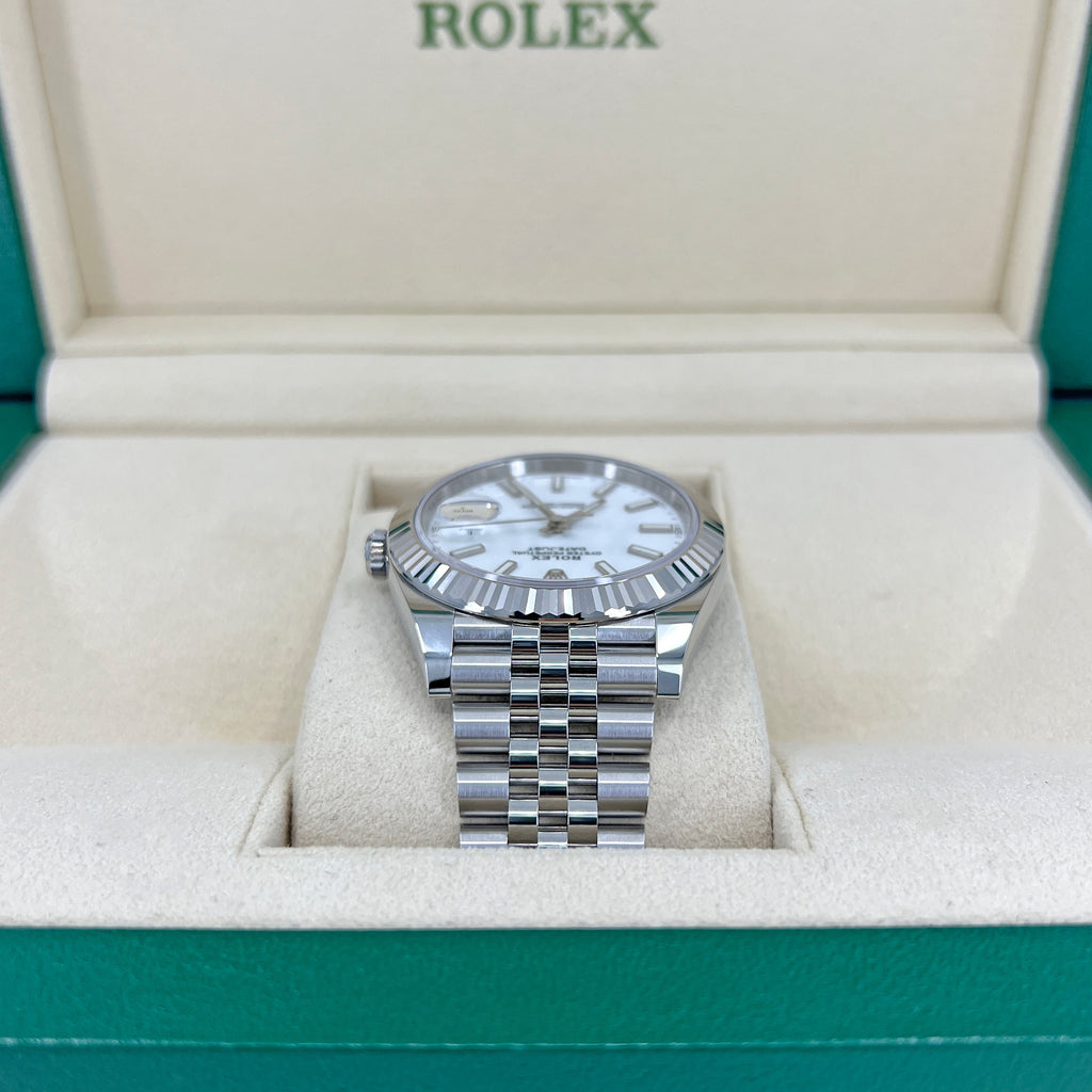 Datejust 41 Oystersteel and 18K White Gold 41 mm White Dial, Ref# 126334-0010