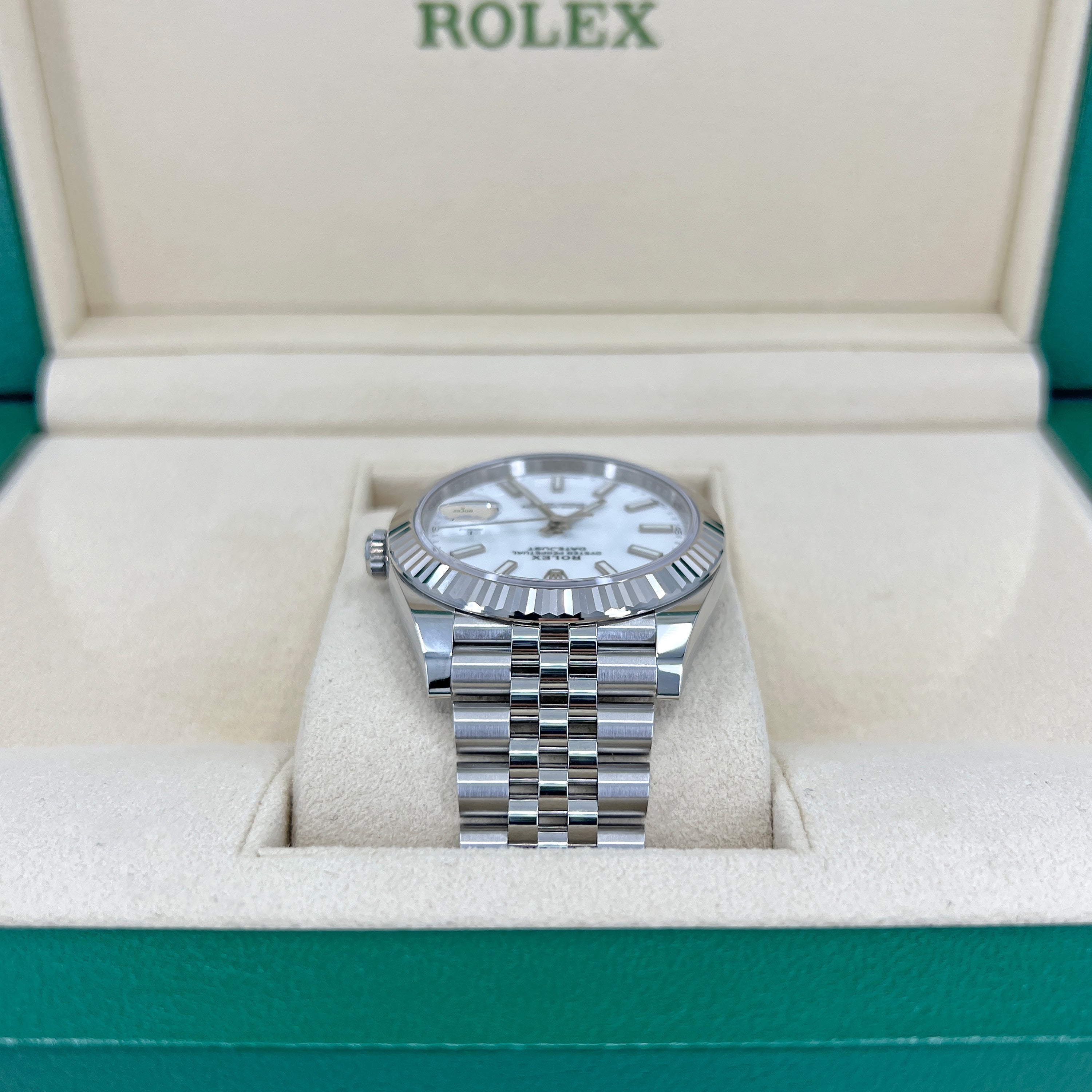 Datejust 41 Oystersteel and 18K White Gold 41 mm White Dial, Ref# 126334-0010