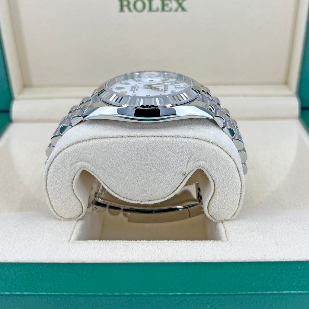Datejust 41 Oystersteel and 18K White Gold 41 mm White Dial, Ref# 126334-0010