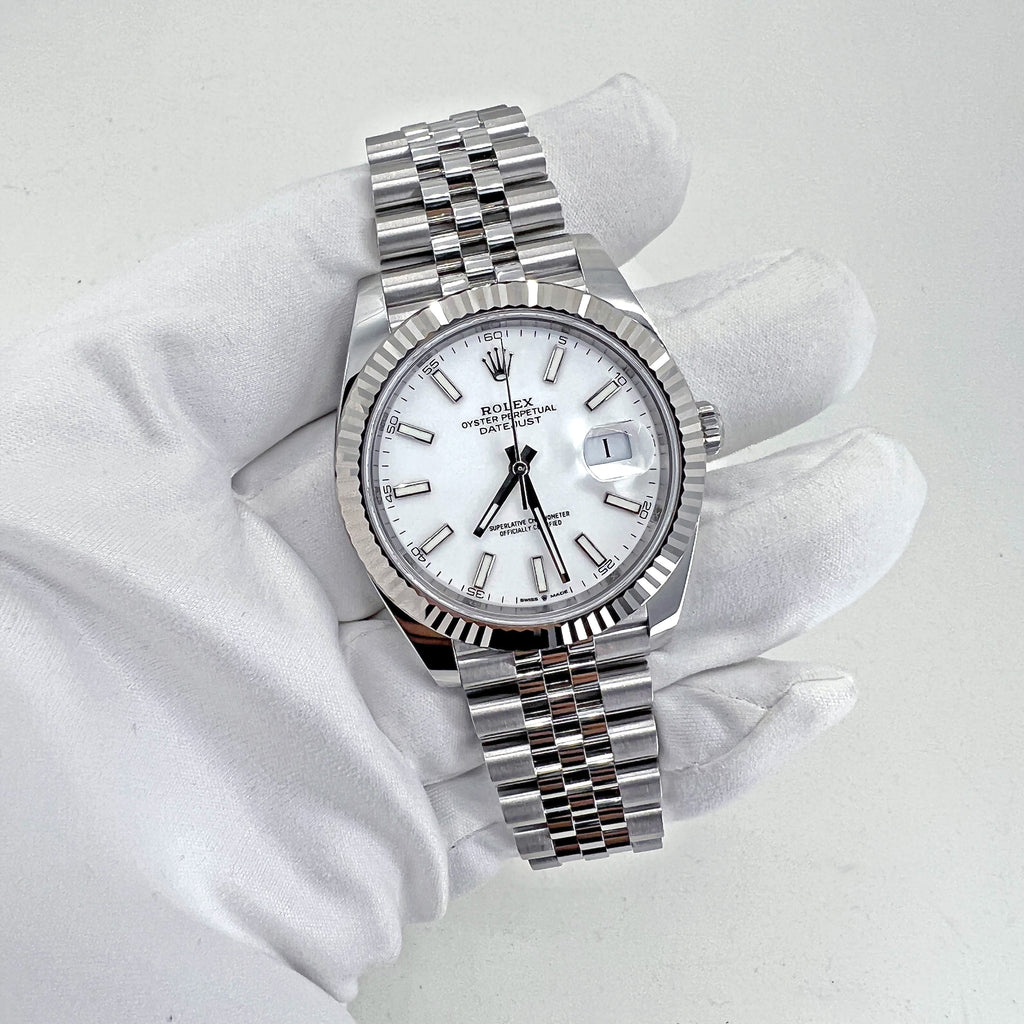 Datejust 41 Oystersteel and 18K White Gold 41 mm White Dial, Ref# 126334-0010