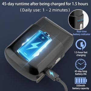 Ipx7 Waterproof Men's Electric Razor Compact Mini Beard Trimmer Shaver with Type-C Charging