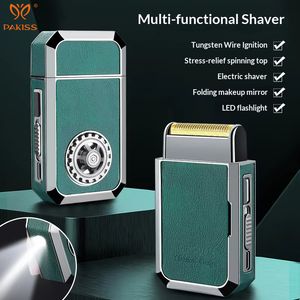 Pakiss All-in-One Travel Electric Rechargeable Shaver with LED Light and Lighter