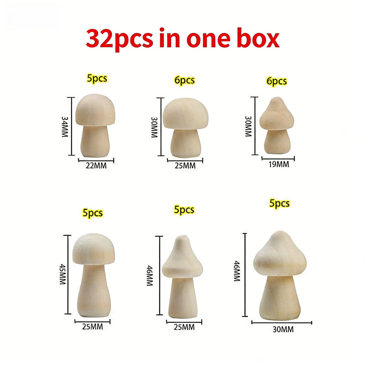 DIY Wooden Mushroom Painting Set Natural Wood Color Creative Handmade Craft for Kids