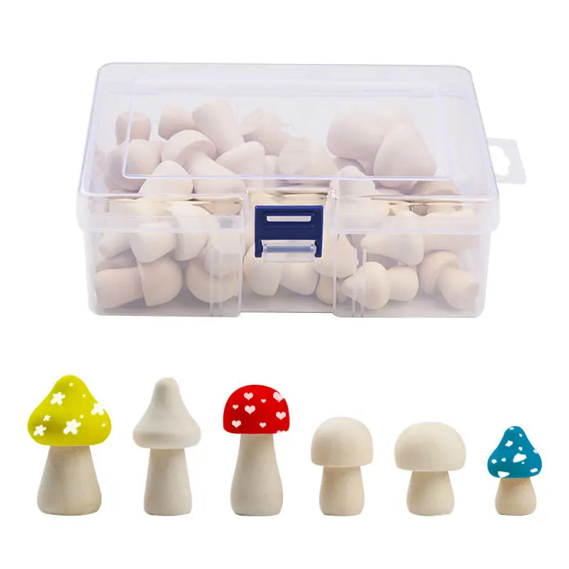 DIY Wooden Mushroom Painting Set Natural Wood Color Creative Handmade Craft for Kids