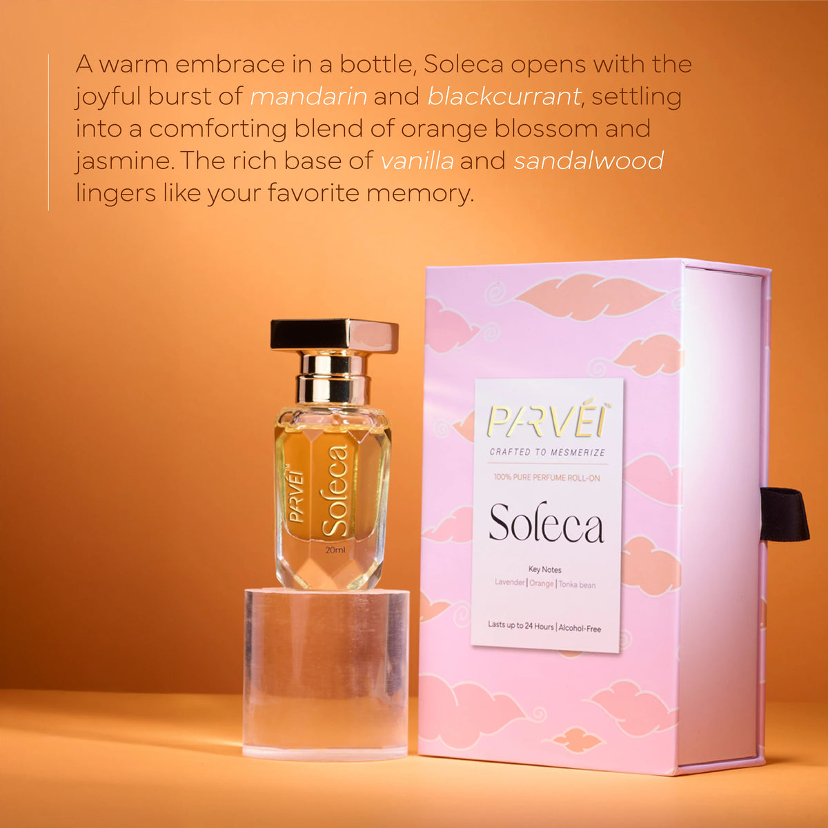 Parvei Soleca 20ml 100% Pure Luxury Modern French Long-Lasting Portable Parfum Roll-On