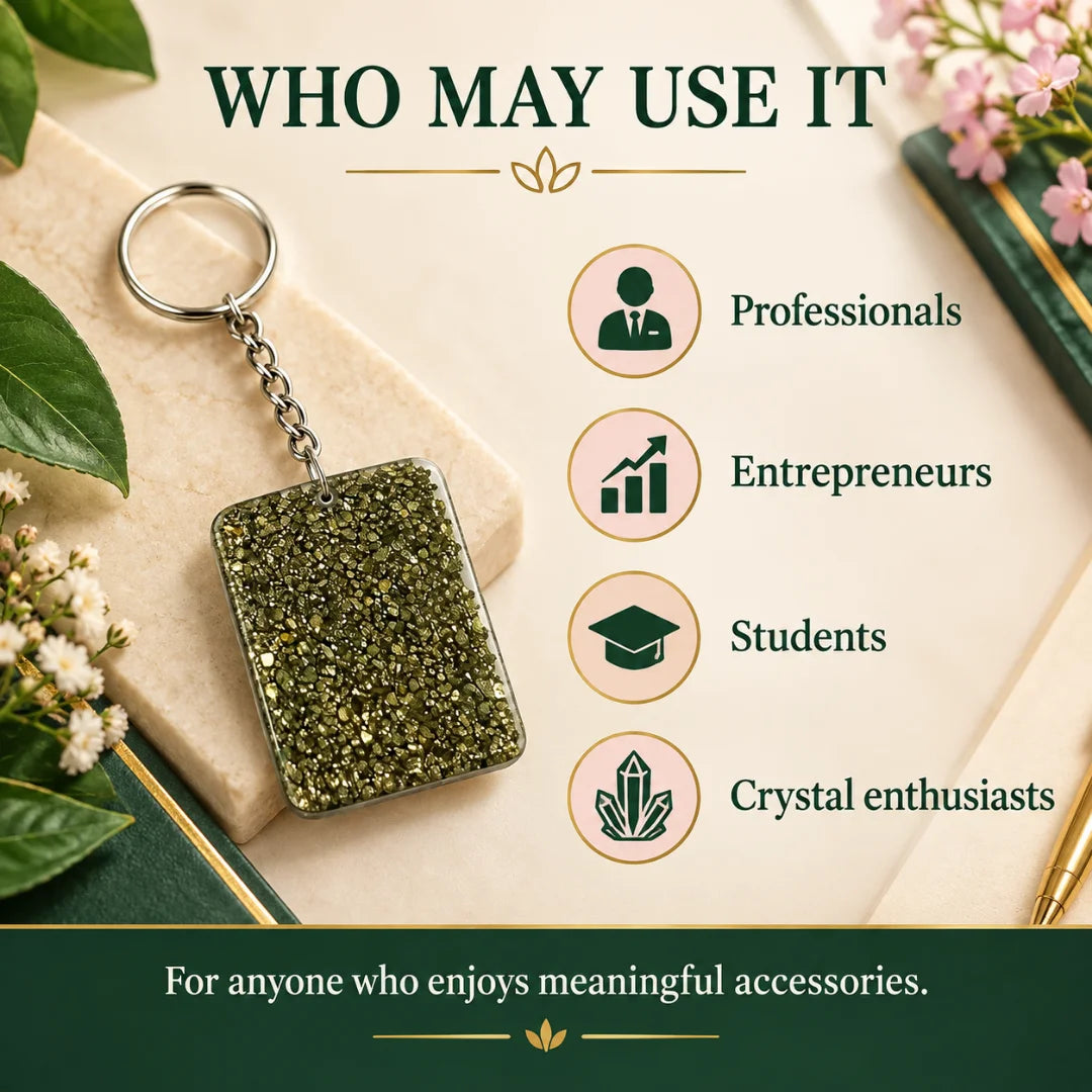 Natural Pyrite Carabiner Keychain with Gold Glitter Stone - image 2
