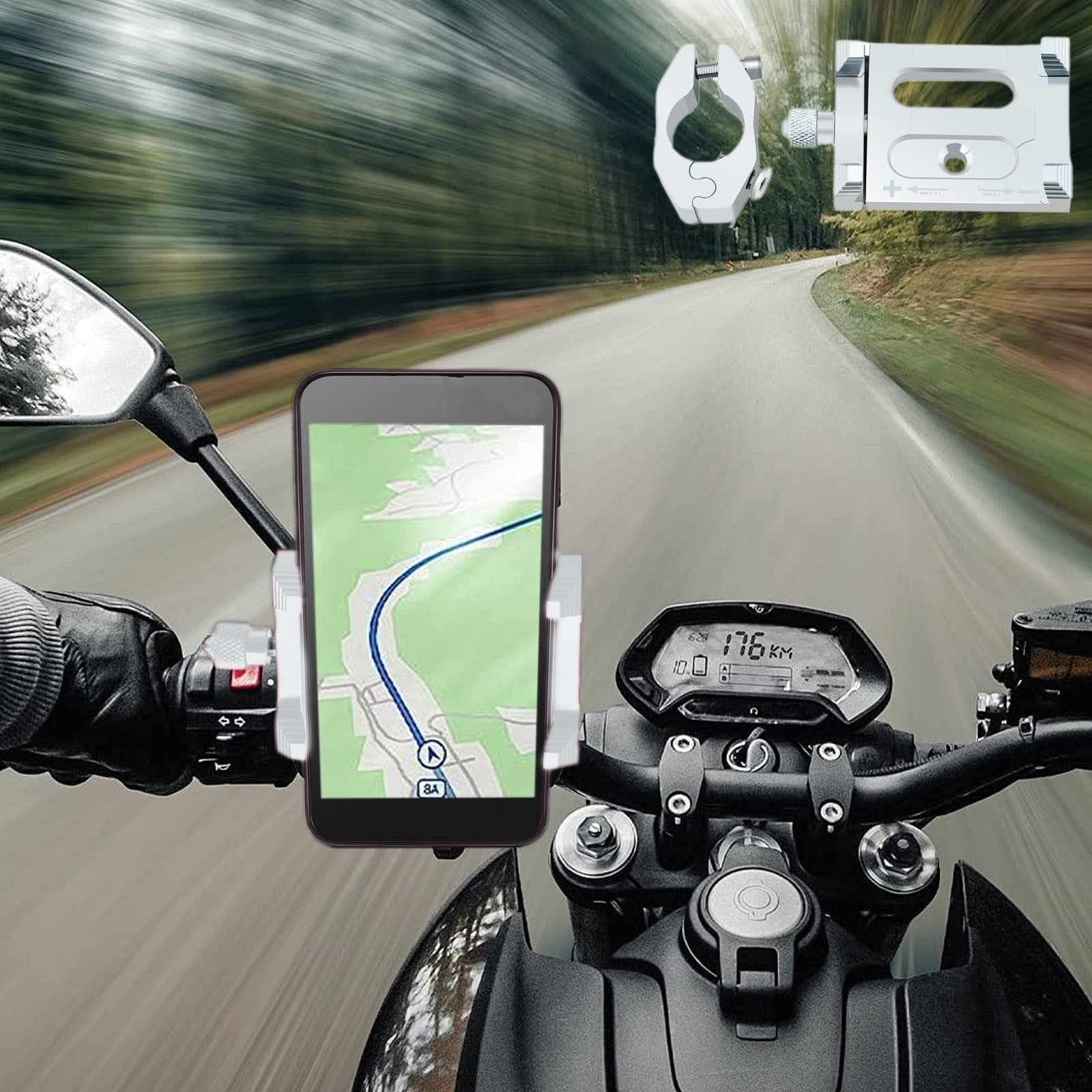 SCNOR CNC Aluminum 360° Motorcycle Phone Mount - image 1