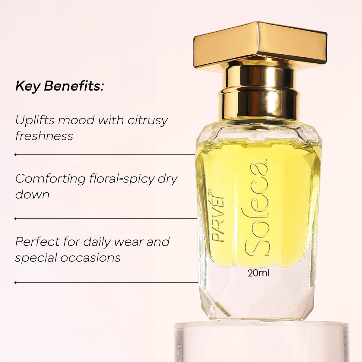 Parvei Soleca 20ml 100% Pure Luxury Modern French Long-Lasting Portable Parfum Roll-On