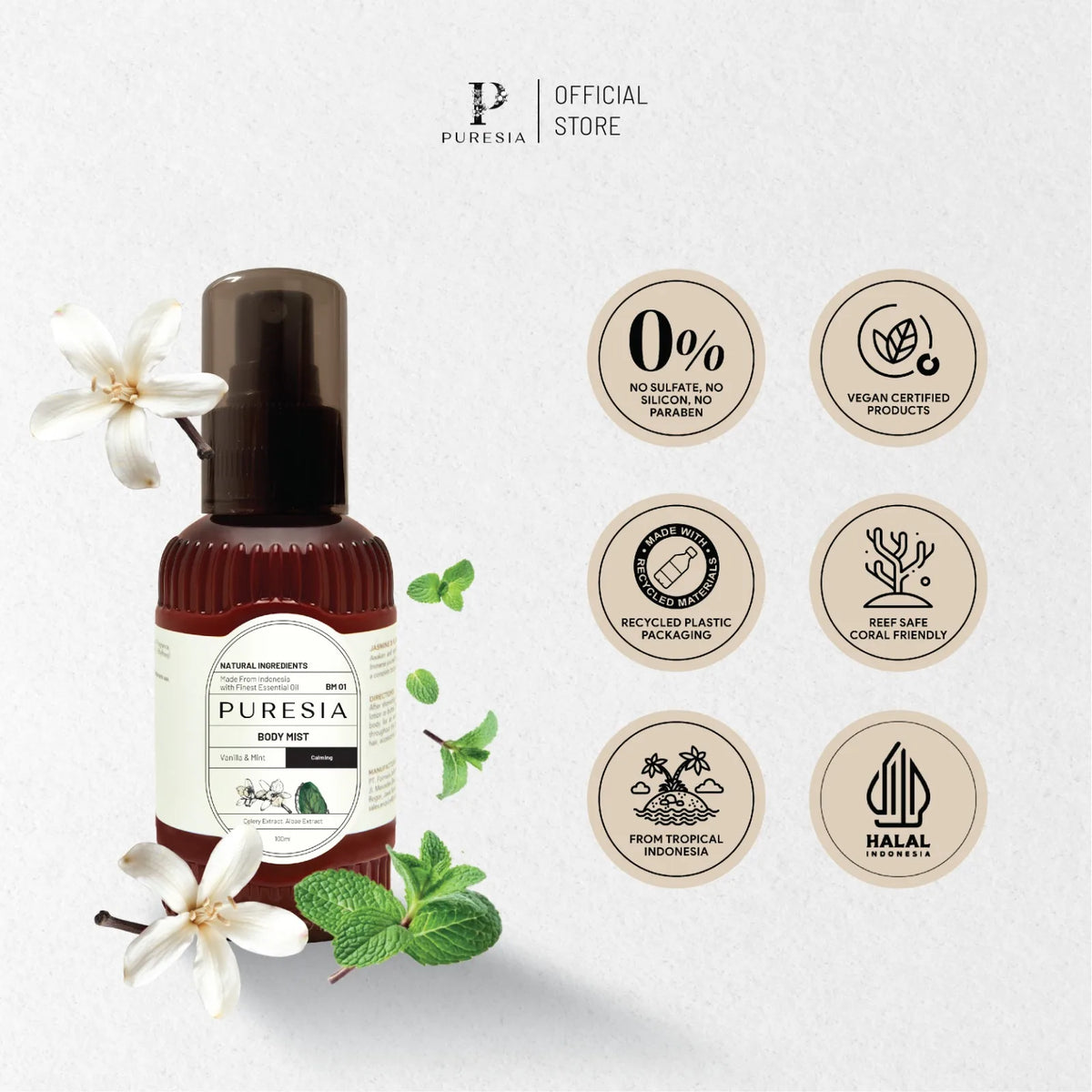 Vanilla Mint Vegan Body Mist Spray, 100 ml, Long-Lasting Scent - image 2