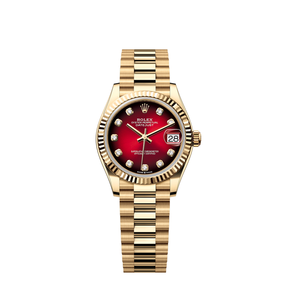 Unworn 2025, Datejust 31, 18k Yellow Gold, Diamonds, Ref# 278278-0049, box and papers