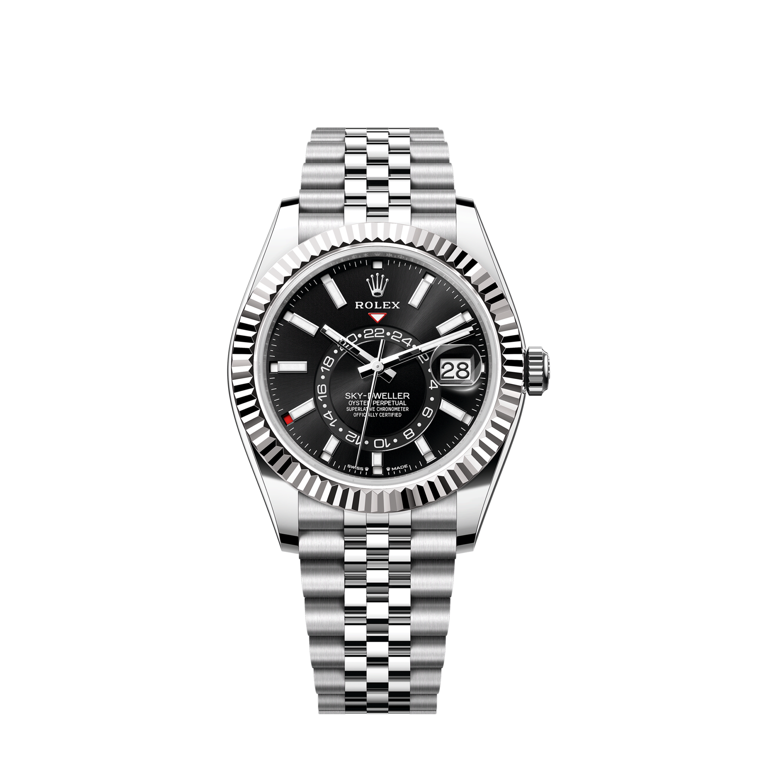 Sky-Dweller, 42mm, Oystersteel and 18k White Gold, Black, Jubilee, Ref# 336934-0008