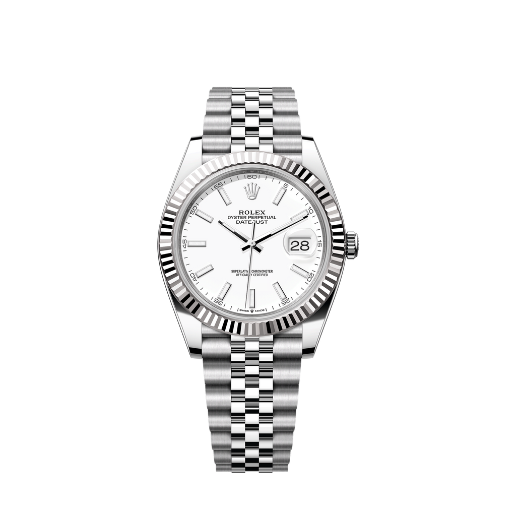 Datejust 41 Oystersteel and 18K White Gold 41 mm White Dial, Ref# 126334-0010